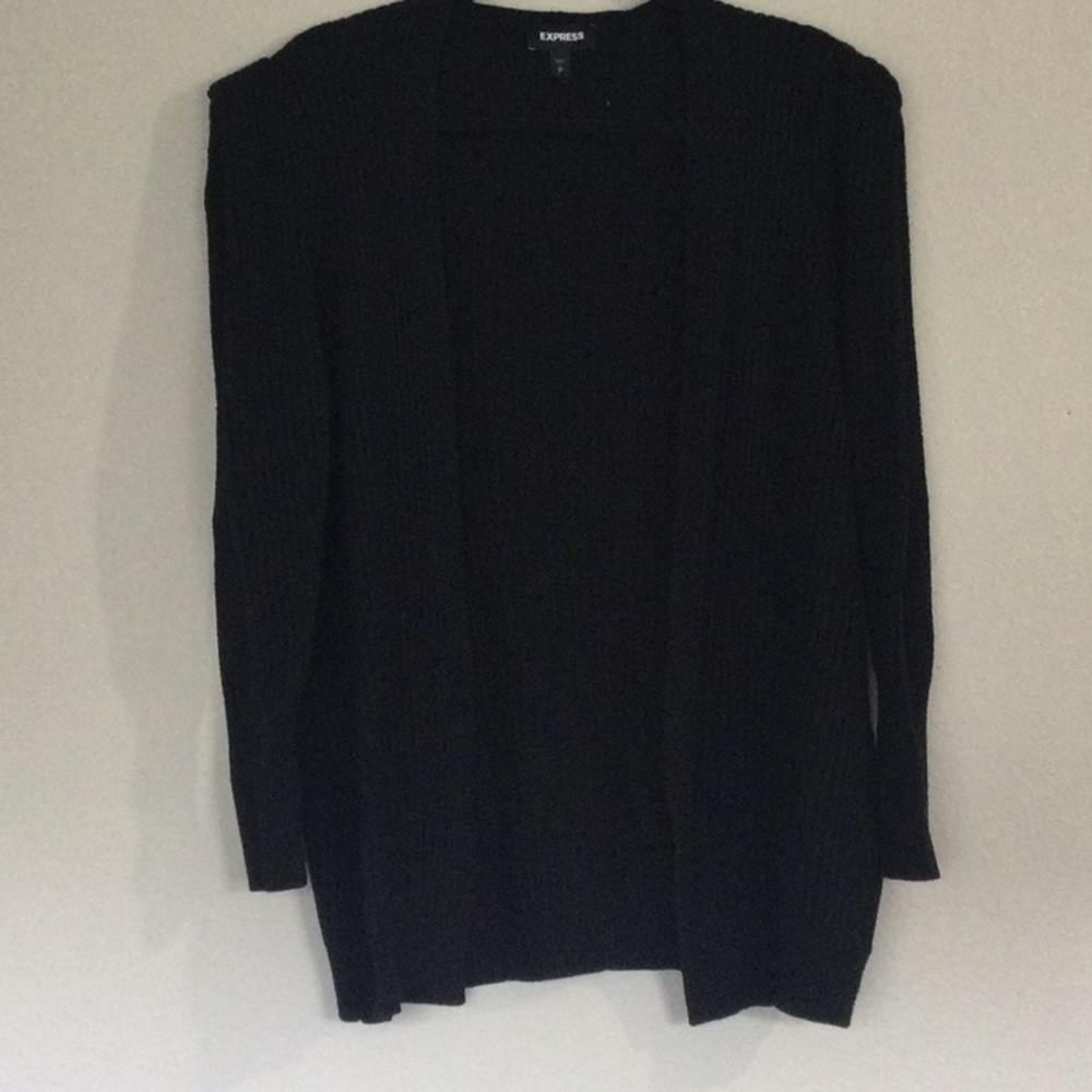 EXPRESS, RIBBED PUFF SHOULDER CARDIGAN, SMALL, USED